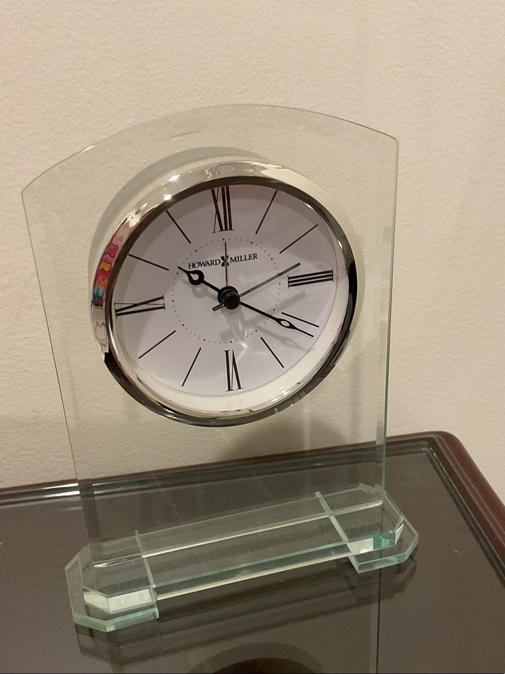 Howard Miller Clear Glass Mantel Clock Never Removed from Box